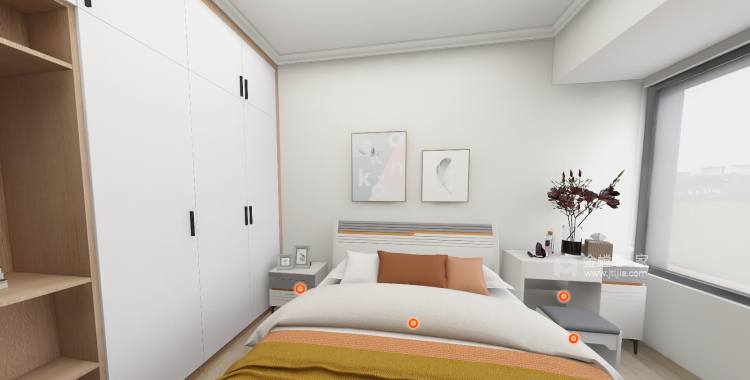 92平九溪公园里现代风格-卧室效果图及设计说明
