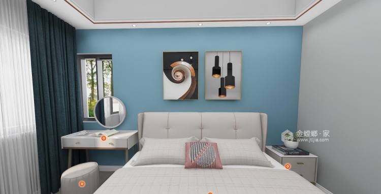 120平路易大地北欧风格-卧室效果图及设计说明