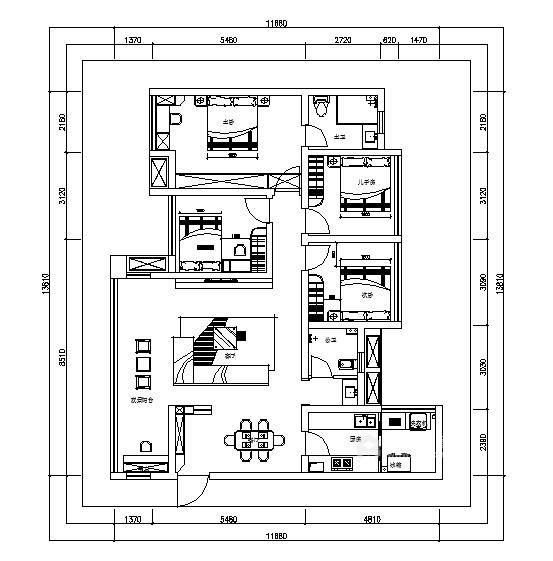 130平北城时代现代风格-轻奢四室两厅-平面设计图及设计说明