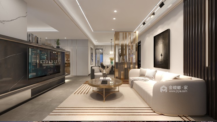 180平锦州现代风格-客厅效果图及设计说明
