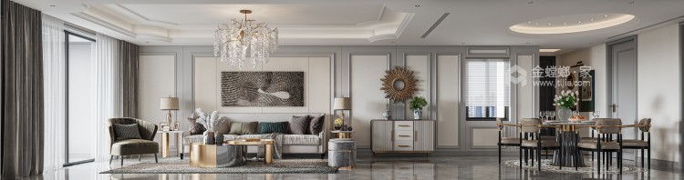 140平东方城现代风格-现代轻奢的精致和简单-客厅效果图及设计说明