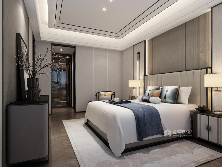 500平柳州融创瀚德融公馆新中式风格-卧室效果图及设计说明