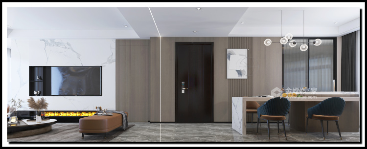 120平金尊府现代风格-客厅效果图及设计说明