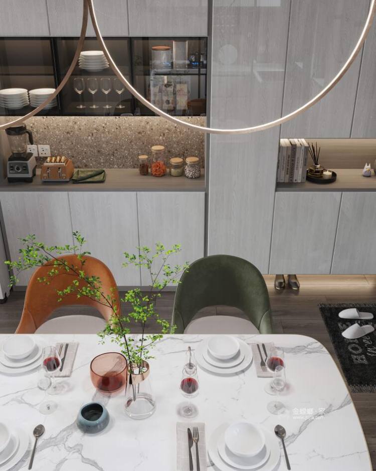 110平伟星壹号院现代风格-赋予空间个性和宁静的现代风-餐厅效果图及设计说明