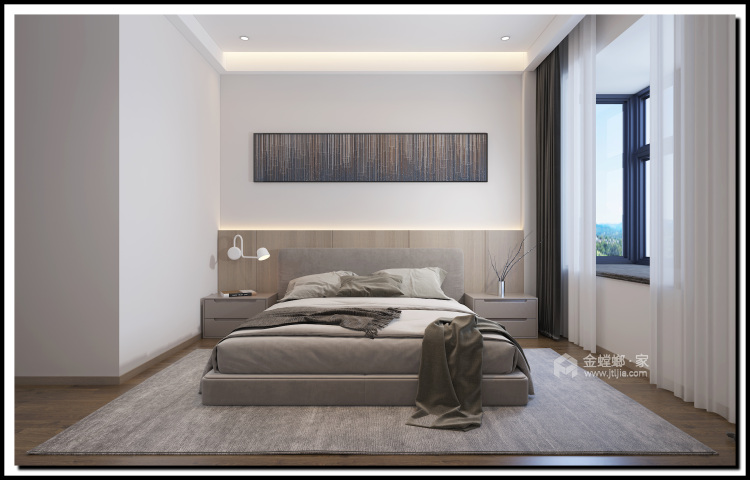 120平金尊府现代风格-卧室效果图及设计说明