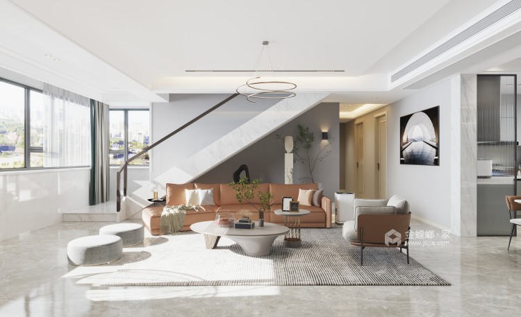205平盐渎院子现代风格-客厅效果图及设计说明