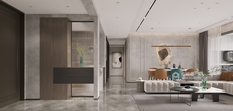 160平中海万锦公馆现代风格-客厅效果图及设计说明