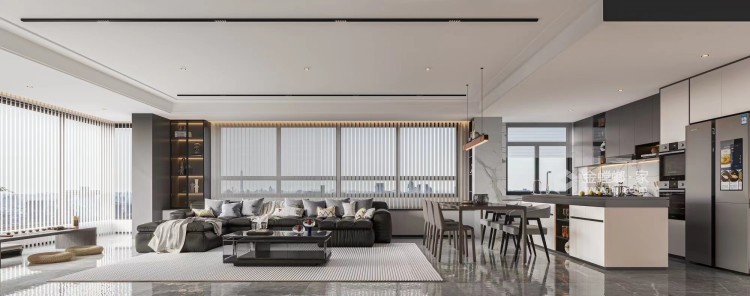 186平伟星玖璋台现代风格-简练与明快，温暖与放松-客厅效果图及设计说明