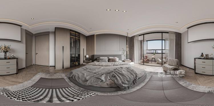 460平信达公园郡现代风格-意式轻奢+现代简约打造出的低调奢华-卧室效果图及设计说明