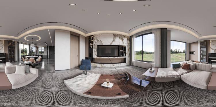 460平信达公园郡现代风格-意式轻奢+现代简约打造出的低调奢华-客厅效果图及设计说明