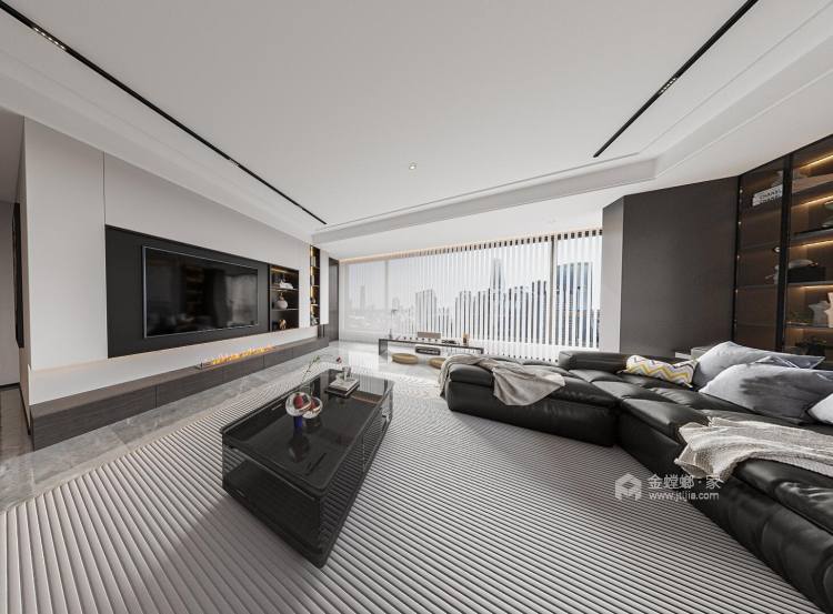 186平伟星玖璋台现代风格-简练与明快，温暖与放松-客厅效果图及设计说明