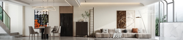 220平绿都万和城现代风格简约形式下的轻盈之家-客厅效果图及设计说明