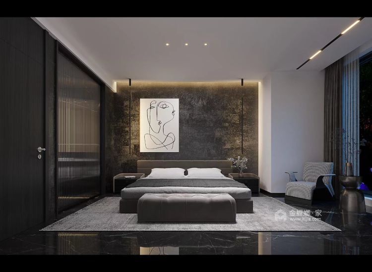 102平新城帝景现代风格-烟熏曼特宁，研磨低奢主义新极简-卧室效果图及设计说明