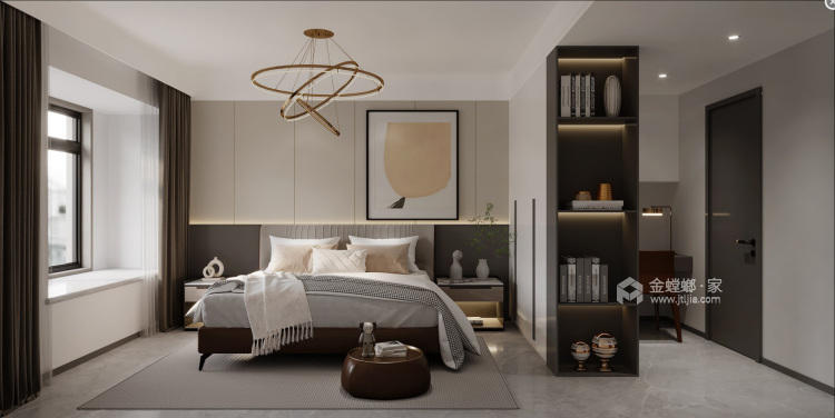 123平璀璨西湖现代风格-开合有度，温润生长-卧室效果图及设计说明