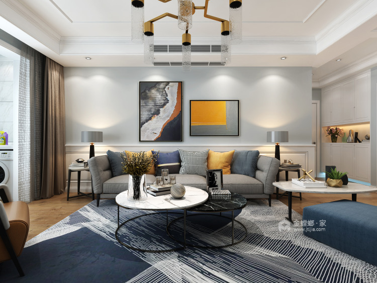 138平正商澜庭序现代风格-将法式浪漫构筑于现代空间-客厅效果图及设计说明