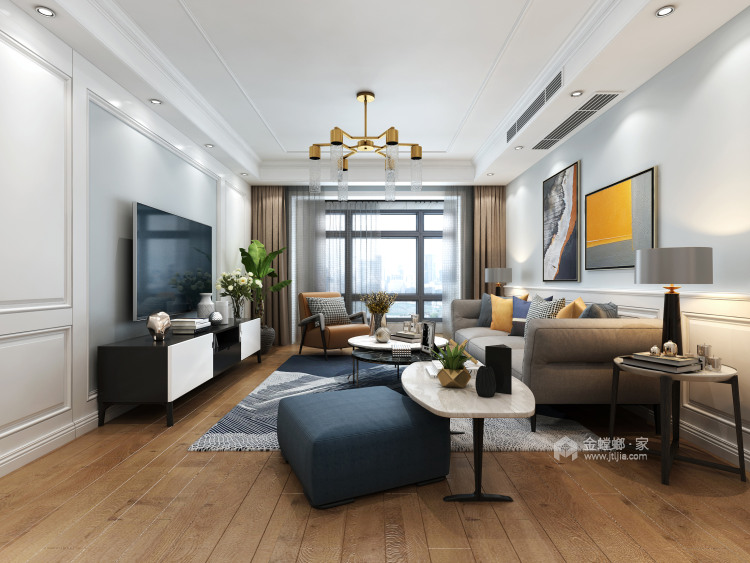138平正商澜庭序现代风格-将法式浪漫构筑于现代空间-客厅效果图及设计说明