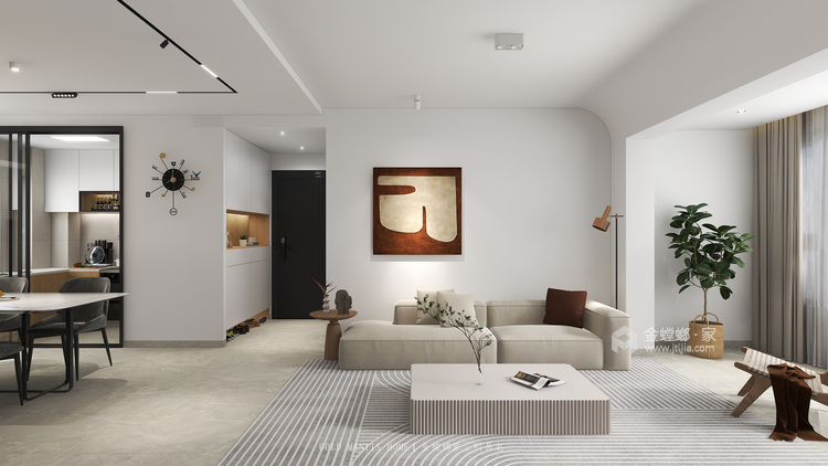 130平金澜湾现代风格-客厅效果图及设计说明