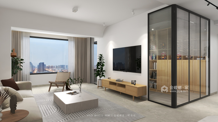 130平金澜湾现代风格-客厅效果图及设计说明