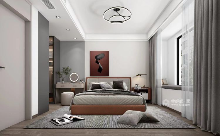 144平中央公园现代风格-卧室效果图及设计说明