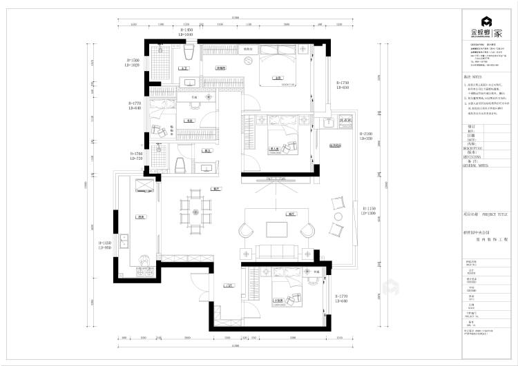 144平中央公园现代风格-平面设计图及设计说明
