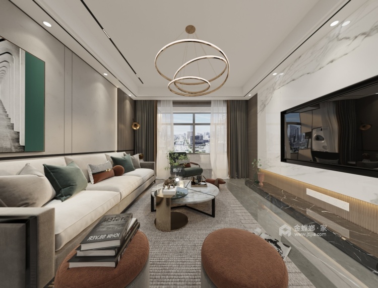 120平太古臻城现代风格-客厅效果图及设计说明