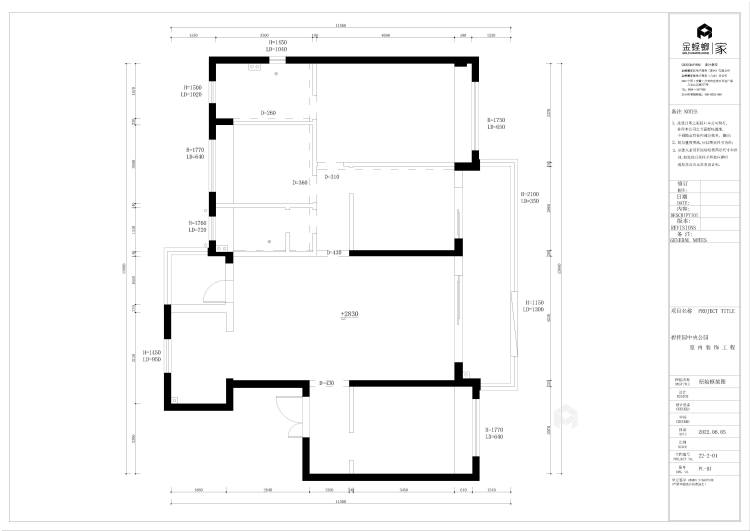 144平中央公园现代风格-业主需求&原始结构图
