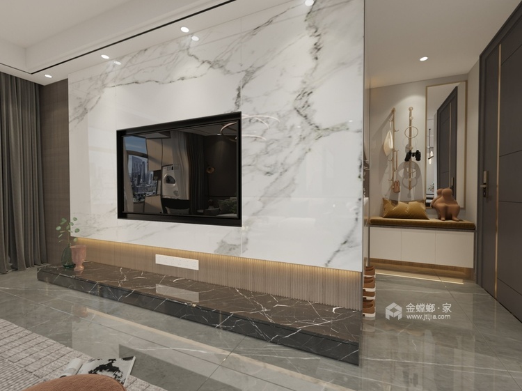 120平太古臻城现代风格-客厅效果图及设计说明