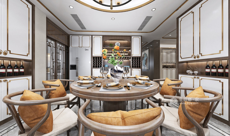 400平东晶国际花园新中式风格-餐厅效果图及设计说明