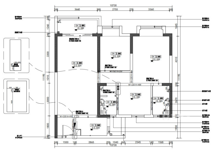 105平碧桂园现代风格-业主需求&原始结构图