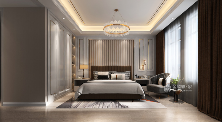 130平海马公园美式风格-不一样的美式轻奢-卧室效果图及设计说明