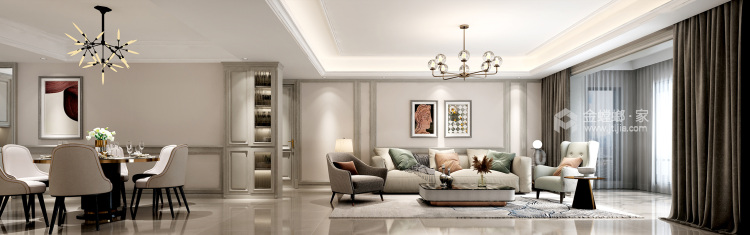 160平银基王朝简欧风格-优雅是永不褪色的美-空间效果图