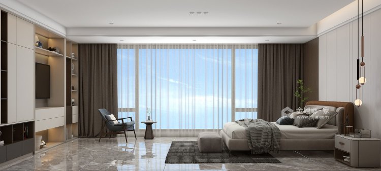 430平西雅图总部湾新中式风格-大气沉稳又不会拘谨-卧室效果图及设计说明