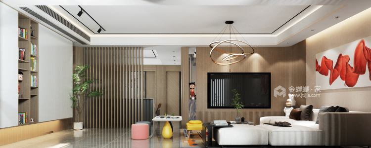 220平金科御府现代风格-客厅效果图及设计说明
