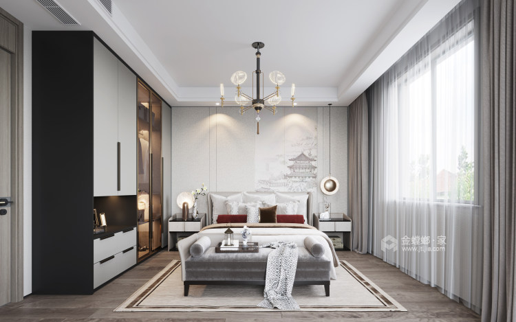 400平现代园墅新中式风格-卧室效果图及设计说明