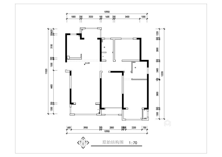 134平朗曼新城中式风格-大气舒适-业主需求&原始结构图