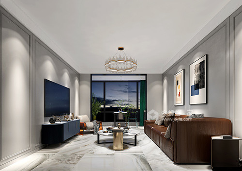 142平锦艺金水湾现代风格-现代风格的精致-客厅效果图及设计说明