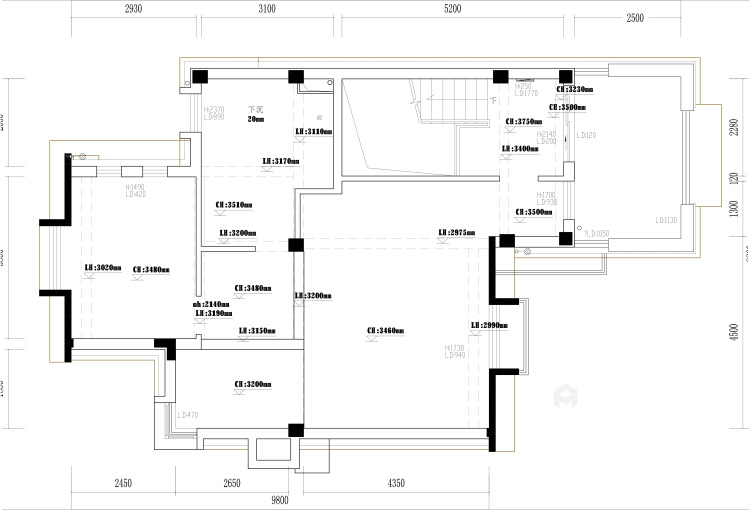 400平现代园墅新中式风格-业主需求&原始结构图