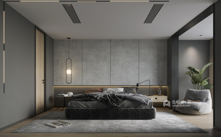 390平白马郡现代风格-卧室效果图及设计说明