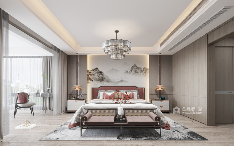 400平现代园墅新中式风格-卧室效果图及设计说明