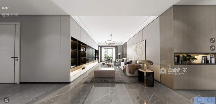 135平阳光城现代风格-干净舒服-客厅效果图及设计说明
