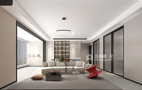 128平康桥香溪郡现代风格-舒适惬意就是幸福的全部-客厅效果图及设计说明