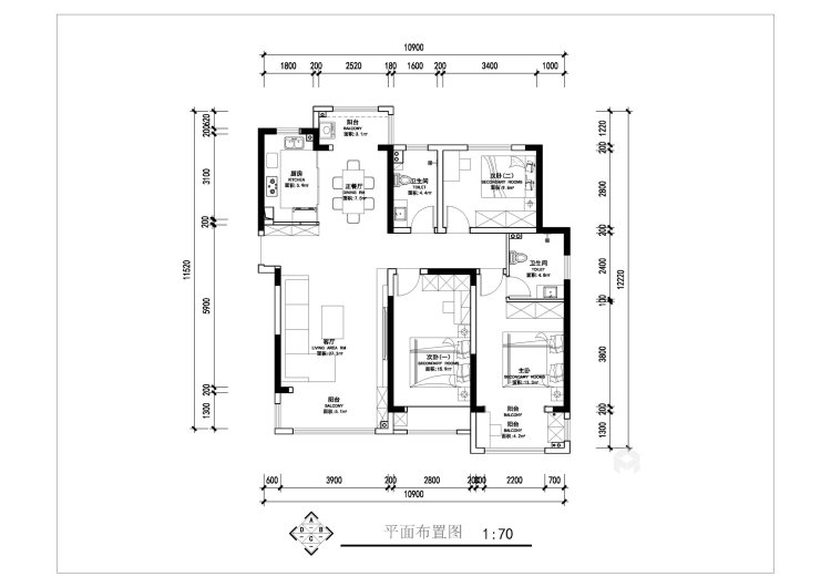134平朗曼新城中式风格-大气舒适-平面设计图及设计说明