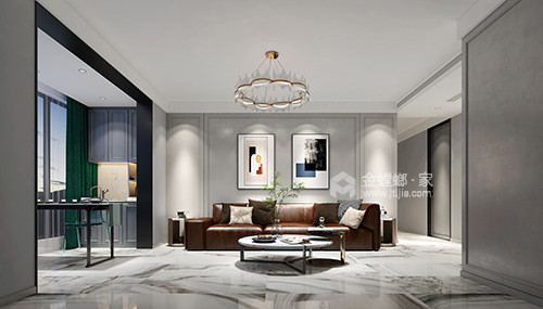 142平锦艺金水湾现代风格-现代风格的精致-客厅效果图及设计说明