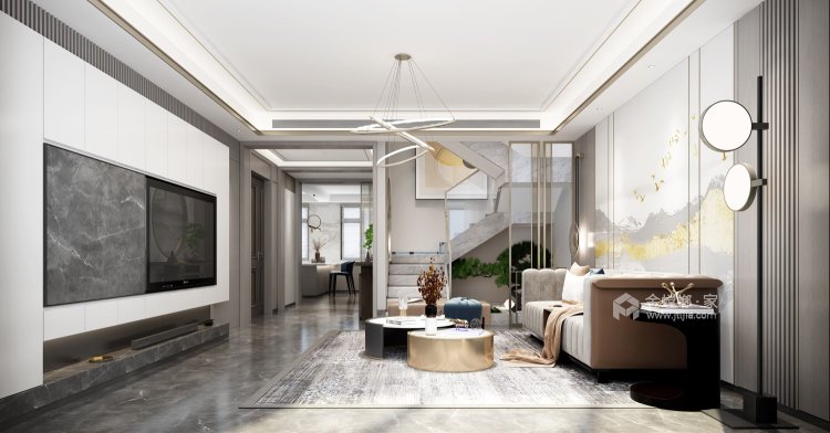 320平御园现代风格-格调大气，舒适度拉满-客厅效果图及设计说明