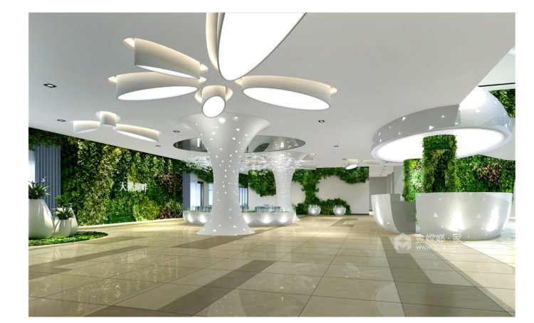 2600平天鹅湖畔现代风格-个性化设计工装-客厅效果图及设计说明
