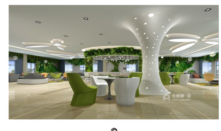 2600平天鹅湖畔现代风格-个性化设计工装-餐厅效果图及设计说明