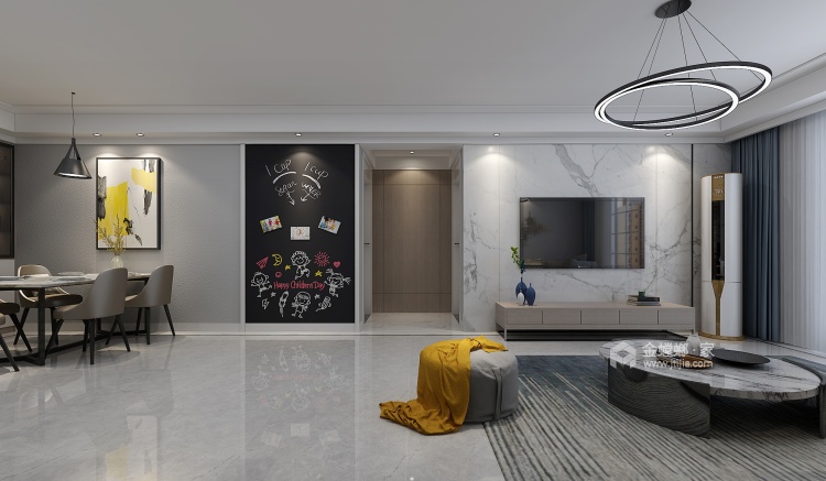 133平高教公寓欧式风格-客厅效果图及设计说明