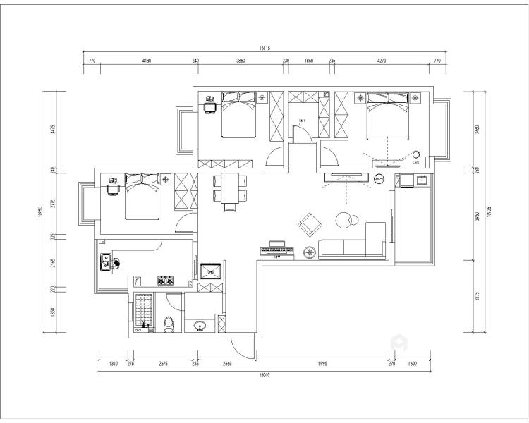 133平高教公寓欧式风格-平面布置图