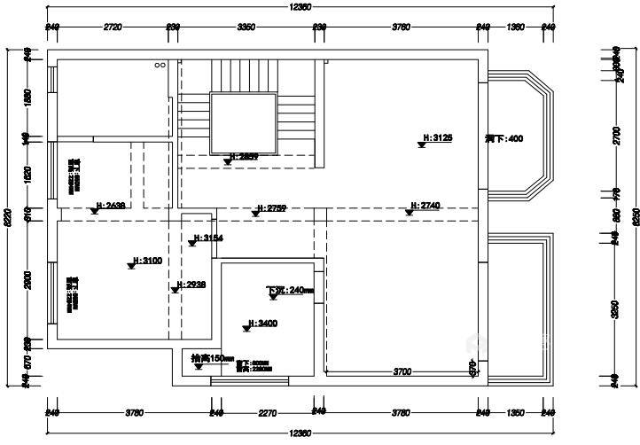 400平铜雀台法式风格-直撩心底的浪漫空间-业主需求&原始结构图