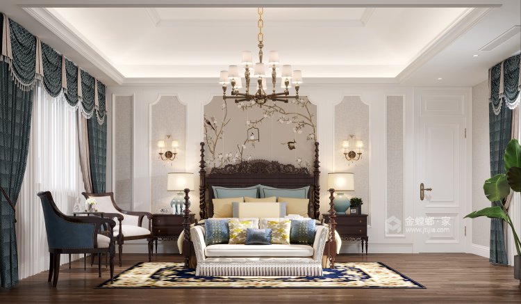 550平中大易墅美式风格-将光阴的故事娓娓道来-卧室效果图及设计说明